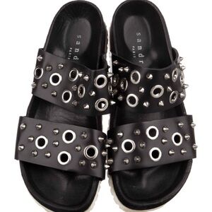 Sandro Black Studded Women's Slides
